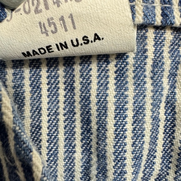Vintage 80s 90s Oshkosh B Gosh Overalls Size 4 Blue Striped Railroad Vestbak USA - Picture 6 of 6